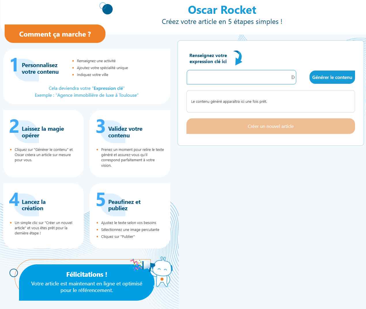 Interface OSCAR - Saisie du mot-clé